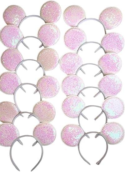 CLGIFT Set of 12 x DIY bulk Mouse Ears Black plain Black White blue green yellow rose gold