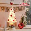 Yinns Acrylic Christmas Tree 14" Light up LED Cardinal Battery Operated Christmas Tree Tabletop Decor Christma Decoration Indoor Home Party Supplies