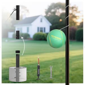 Tetherball Set, Tether Balls and Rope Set with Pole 10.43ft Height Heavy Duty, Tetherball Equipment Kit for Backyard Outdoors(No Base Included)