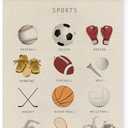 MAQIKA Sports Poster Framed with Wood Hanger,Sports Wall ArtSports Soccer Football Wall Decor,Sports Baseball Basketball Canvas Wall Art Paints Sports Posters for Man Cave Kids Boys Room 12x16 Inch