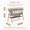 Delta Children Bondi Adjustable Height Bedside Beechwood Bassinet with PureAir Mesh Sheet and FSC-Certified Wood, Tan