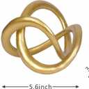 Gold Knot Statue Decor Gold Modern Geometric Sculpture Home Decor Unique Round Knick Knacks Shelves Decorative Abstract Cube Golden Centerpiece for Living Room Shelf Office Coffee Table Decoration