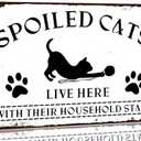 Funny Cat House Sign Spoiled Cats Live Here with Their Household Staff Metal Tin Sign Home Pet Wall Decor Vintage Catio Decor Sign Cat Lover Sign 8x12 Inch
