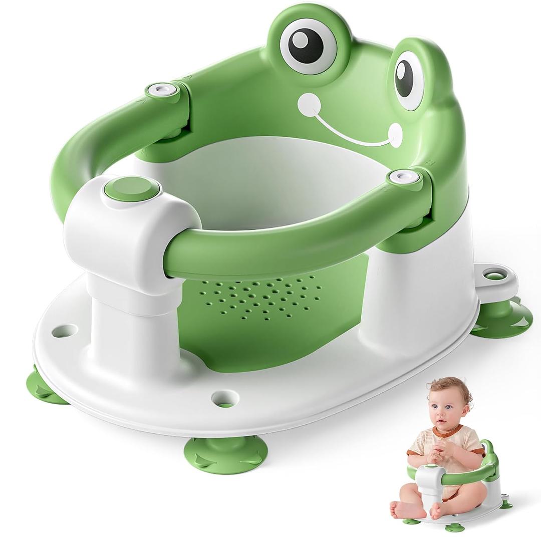 Baby Bath Seat for Babies 6 Months & up Non-Slip Toddler Bath Seats for Sitting Up Infant Bathtub Chair with Suction Cups and Soft Cushion for Baby Shower Tub Seat (Green)