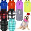 Reginary 10 Pack X-Large Dog Sweaters Fleece Pet Dog Clothes with Leash Ring Soft Warm Winter Puppy Plaid Shirt(Stylish)