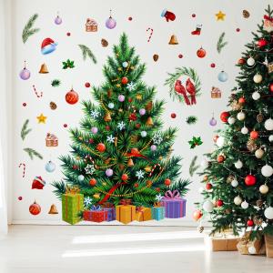 55.12 x41.34 Inch Large Christmas Tree Wall Decals DIY Watercolor Decal Removable Christmas Tree Gaint Wall Stickers for Bathroom Bedroom Living Room Offices Home Decoration Decal