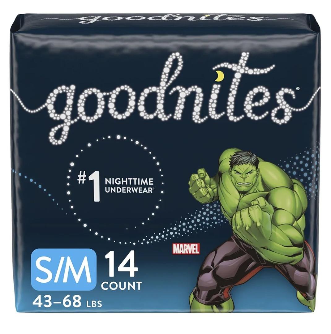 Goodnites Boys' Nighttime Bedwetting Underwear, Size S/M (43-68 lbs), 14 Ct