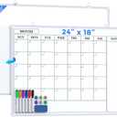 MaxGear Monthly Calendar Dry Erase Board for Wall, 24"x18" Magnetic Double-Sided White Board, Hanging Whiteboard for Planning, Drawing, Memo, to Do List, School, Home, Kitchen, Office
