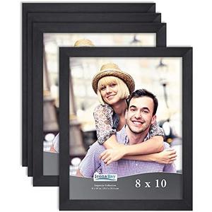 Icona Bay 8x10 Picture Frame Set (Black, 5 Pack) Simple Modern Design, Table Top Kickstand and Wall Hanging Hooks Included, Impresia Collection
