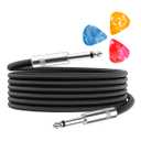Aqdocvf Guitar Cable, Guitar Cord 10ft AMP Cord for Bass & Electric Guitars/Keyboard/Mandolin TS 1/4 Inch Instrument Cable, Pro Audio Straight Angle Black