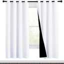 NICETOWN White Blackout Curtains 72 inches Long, Full Light Blocking Drapes with Black Liner for Nursery, Thermal Insulated Draperies for Hall, Villa (2 Pieces, 46" Wide Each Panel, Pure White)