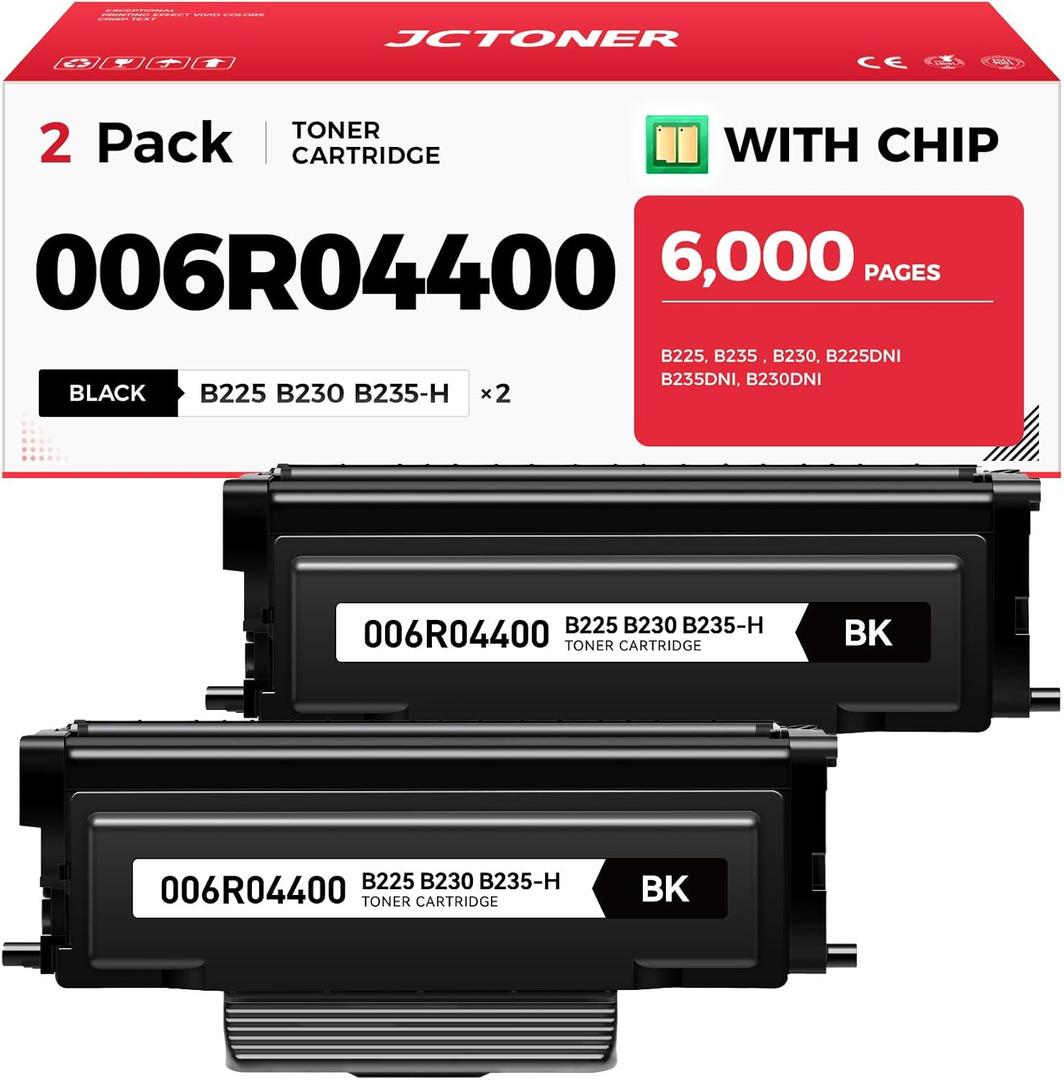 B230 B225 B235 Black High Capacity Toner Cartridge 006R04400 2-Pack Replacement for Xerox 006R04399 006r04400 006r04401 Toner Compatible with Xerox B230 B225 B235 B230DNI B225DNI B235DNI Laser Printer