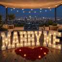 Marry Me Light Up Letters Yellow Light Marry Me Signs 3FT for Proposal Engagement Wedding Decor, 7pcs