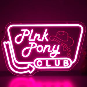 Pink Pony Club Neon Sign for Wall Decor Dimmable Western Cowgirl Hat LED Light Pink Cowgirl Disco Birthday Party Club Decor Midwest Princess Signs for Bar Gifts for Girls Size 15.7*10.2in(GLNP342)
