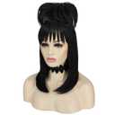 Mildiso Black Wig for Lydia Deetz Wig with Necklace Black Wigs for Lydia Deetz Costume Cute Hair Wigs for Party M114BK
