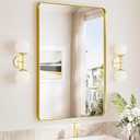TokeShimi 24x36 Brushed Gold Bathroom Mirror,Wall Mirror for Bathroom with Tempered Glass,Gold Bathroom Vanity Mirror for Over Sink,Aluminum Framed Mirror(Horizontal/Vertical) (36"L x 24"W)