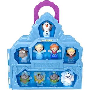 Fisher-Price Little People Toddler Toy Disney Frozen Carry Along Castle Case Playset with Figures for Pretend Play Kids Ages 18+ Months (Blue)