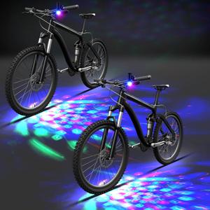 1/2/4 Pcs Disco Party LED Bike Light Disco Scooter Light Tri-Colored Bicycle Lights Blinking Swirling Fun Cycling Accessory, Christmas Stocking Stuffer, 3 AAA Batteries Included