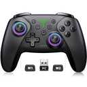 PC Controller, Wireless Bluetooth Controller, 1000mAh Battery, with Hall Effect Joysticks & Triggers, No Dead Zone, No Stick Drift, Controller for PC, Switch, iOS and Android, Cool Dynamic Light (Black)
