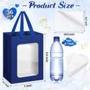 Zhanmai 36 Pcs Kraft Clear Gift Bags with Tissue Paper, 10 x 7 x 5 Inch Laege Paper Gift Bags with Window Handles for Bouquet Graduation Wedding Baby Shower Birthday Festivals Party Favors(Blue)