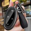 Soft Leather Car Key Fob Cover Compatible with Hyundai Tucson Kona Ioniq 5 6 Palisade 2025 2026 Grandeur GN7 Santa Fe Cruz Elantra N 2024 Durable Key Fob Case Key Holder Key Shell Case-A Black