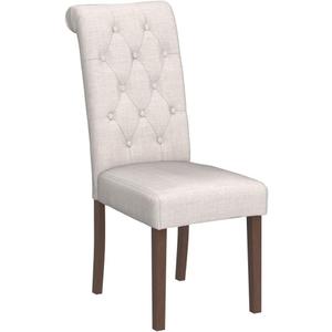 COLAMY Tufted Dining Room Chairs, Accent Parsons Diner Chairs Upholstered Fabric Side Stylish Kitchen Chairs with Solid Wood Legs and Padded Seat - Beige