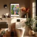 JPDSIIPXZ Funny Cat Bathroom Canvas Wall Art Colorful Tabby Cat on Toilet Picture Wall Decor Animals Reading Newspapers Painting Canvas Prints Dopamine Botanical Poster Artwork for Bathroom Restroom