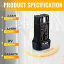 2Pack 3.0Ah DCB080 Replacement for Dewalt 8V Battery Li-ion DCF682 DCB095 DW4390 DCF680N1 DCF680G2 Easy Slide-in Compatible with dewalt Battery
