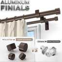 Bronze Double Curtain Rod, 36 to 72 Inch Dual Curtain Rods with Aluminium Modern End Cap Finials, 1 Inch Adjustable Heavy Duty Window Treatment Rods, Telescopic Metal Double Drapery Pole Set