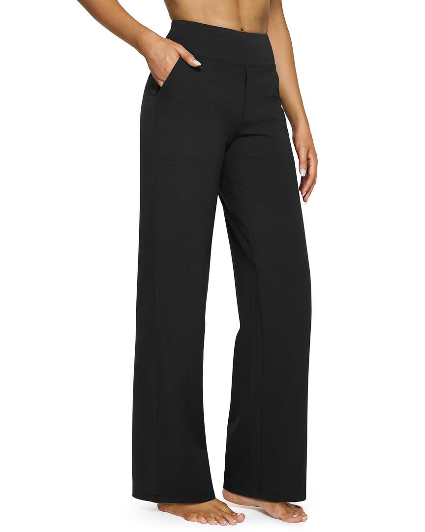 Wide Leg Pants Woman Yoga Pants with Pockets Loose Casual Palazzo Fashion Sweatpants Stretch Dress Work Clothes, Size L