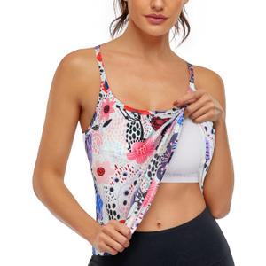 Hibelle Women's Workout Yoga Racerback Tank Tops with Built in Shelf Bra (S)