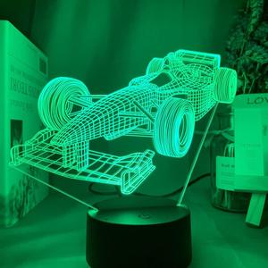 3D LED Night Light for Child, F1 Formula 1 Racing Car Illusion Lamp, 16 Color LED Lamp with Smart Remote Control, Bedroom Decorative Nightlight Unique Boy Gift for Kids Room Desk
