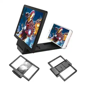 3X Phone Screen Magnifier for Cell Phones Portable Video Amplifier with Foldable Stand Compatible with Smartphones Black