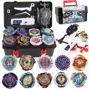 Battling Top Set, Burst Gyro Toys 10 Spinning Tops 2 Launchers Combat Battling Game with Portable Storage Box Gift for Kids Children Boys