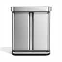 simplehuman Step Recycler, 58L / 15.3 Gallon Dual Compartment Kitchen TrashCan, 150,000-Step Pedal, Lid Shox Technology, Liner Rim System, Liner Pocket, Brushed Stainless Steel with Plastic Lid