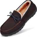 MIXIN Mens Slippers Indoor Outdoor Memory Foam House Shoes Anti-Slip Moccasins Slippers for Men (11.5, Dark Brown)