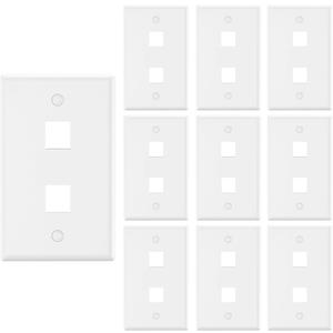 VCE 2 Port Keystone Wall Plate UL Listed (10-Pack), Single Gang Wall Plates for RJ45 Keystone Jack and Modular Inserts, White