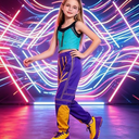 Girls Pop Star Heroine Costume Kids Halloween Fantasy Stage Cosplay Girls Pop Star Heroine Costume Fantasy Stage Cosplay Jacket Top Shorts Hair Piece Decal Sheet Birthday Party (Size: 110)