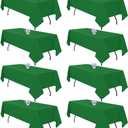 8 Pack Green Table Cloth 60x126 Inch Rectangle Tablecloth for 8 Foot Rectangle Tables, Wrinkle Resistant Washable Polyester Fabric Table Cover for Dining Banquet Wedding Party