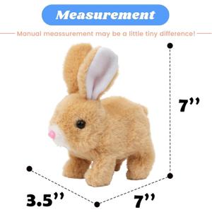 HOTKSOFT Easter Bunny Toy, Rabbit Interactive Hopping Electronic Pet Plush Bunny Toy with Sounds and Movements Animated Walking Wiggle Ears Twitch Nose (Brown+White)