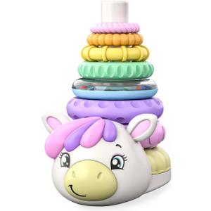 Move2Play, Stacking Toy | Includes 7 Unique Rings | Montessori Development | Baby Gift for 1 Year Old Boys & Girls | Ages 0-6+, 9, 10, 12, 18+ Months | Unicorn Stacker