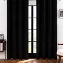 Rutterllow Blackout Curtains for Living Room 2 Panels Set, Thermal Insulated Room Darkening Curtains for Bedroom, Grommet Top (52x84 Inch, Black)