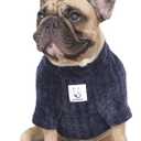 iChoue Pet Dog Winter Warm Sweater Clothes Turtleneck for French Bulldog Pug Boston Terrier Corduroy Cold Weather Pullover Coat Shirt - Blue/Large Plus (Large Plus ( 35 - 45 lbs ))