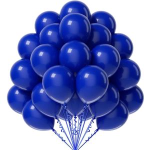 FOTIOMRG Royal Blue Balloons 12 inch, 50 Pack Royal Blue Latex Party Balloons Helium Quality for Birthday Graduation Baby Shower Baseball Nautical Wedding Party Decorations (with Blue Ribbon)