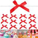100 Pieces Red Bow Twist Ties for Bags, Satin Twist Tie Bows for Cake Pops, Twist Bows for Treats, Pre Tied Bows for Gifts Wrapping, Ribbon Bows, Pretied Bows Ties for Christmas Gift Wrap Bows