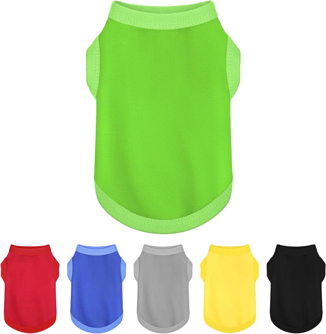 Elevate Your Dog's Fashion Quotient with Colorful and Breathable Sleeveless Cotton Shirts! Perfect Pet Apparel for Small to Medium Dogs Green, (Large)