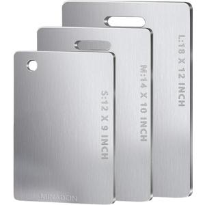Titanium Cutting Boards For Kitchen, 3Pcs 100% Pure Cut Titanium Cutting Board, Food Grade Quality,Easy To Clean And Will Not Absorb Odors, Suitable For Kitchen Or Outdoor Camping ((12L*9W)+(14L*10W)+(18L*12W))