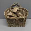 Set of 2 Wicker Hanging Basket for Organizing, Front Door, Mail, Flowers - Woven Wall Baskets for Storage (Seagrass)