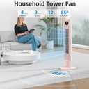 Antarctic Star Tower Fan Portable Floor Fans 85Oscillating Fan Quiet Cooling 12H Timer Remote Control Standing Bladeless Electric 3 Wind Speeds 4 Modes Bedroom Office,36 inch, Pink
