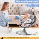LAREX Baby Swing Infant Swing Electric Toddler Baby Rocker Portable for Newborn Boy Girl, 5 Sway Speeds with Remote Control, 10 Preset Melodies and Bluetooth, 0-6 Months Max 20 Lbs (Gray)